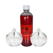 2 Vela Lamparina Decorativa Sem Fumaça Fluído Vermelho 500ml