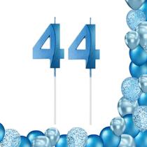 2 Velas De Aniversario Numero Azul Design Idades Diversas