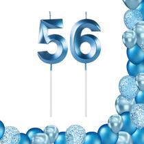 2 Velas De Aniversario Numero Azul Design Idades Diversas