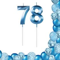 2 Velas De Aniversario Numero Azul Design Idades Diversas