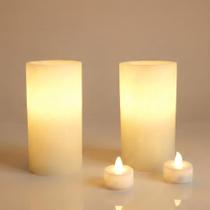 2 Velas De Led + 2 Luminárias 8x15cm De Parafina Decoração - encanto velas