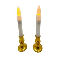 2 Velas E Castiçal Led Artificial Decorativa Enfeite Casa