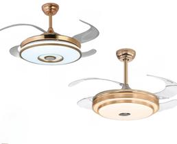 2 Ventiladores de Teto Retrátil Bivolt com caixa de som e Bluetooth