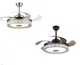 2 ventiladores de teto retrátil bivolt com caixa de som e bluetooth
