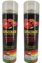 2 Verniz Spray Incolor Brilhante Pintura Madeira Artesanato Metais Multi Uso Externo e Interno Lukscolor