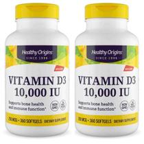 2 Vitamina d3 Healthy Origins 10 000 ui 360 Solftgels Sem Sabor
