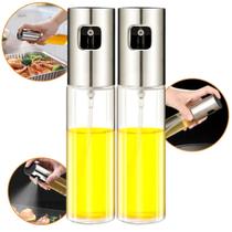 2 x Borrifador Spray Azeite Pulverizador Porta Tempero Cozinha Pulverizador Óleo Galheteiro Vidro Inox Culinário Chef 200ml