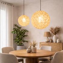 2 x Luminárias Pendentes 30cm 40cm Globo Rattan Natural Lustre Rústico Bola Teto LPR-30-40 2 x Luminárias Pendentes 30cm 40cm Globo Rattan Natural Lustre Rústico Bola Teto LPR-30-40