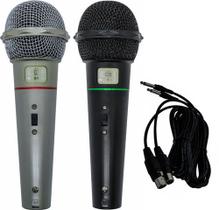 2 X Microfone Dinâmico Com Fio P/ Karaoke Cabo 3m Pro Nfe