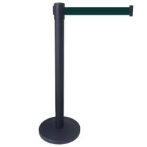 2 X Pedestal Organizador Separador de Fila Preto Com Fita Retrátil Verde