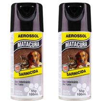 2 x Spray Matacura Cães E Gatos 100ml Sarnas Dermatites Coceiras