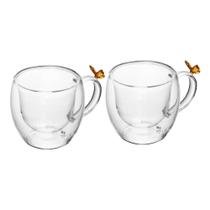 2 Xícaras de Café Wolff Sun Garden 80ml Vidro Borossilicato