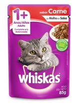 20 Alimento Whiskas 1+ gato adulto carne ao molho em sachê