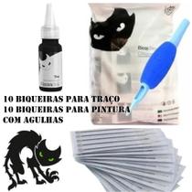 20 Biqueiras Electric ink + Tinta Preto Linha de 15 ml - Nacional