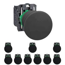 20 Botão Cogumelo 22mm Retoro Por Mola Plástico - Schneider - Preto 20 Botão Cogumelo 22mm Retoro Por Mola Plástico - Schneider - Preto