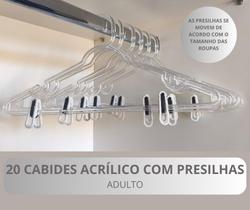 20 cabides com presilhas ACRÍLICO
