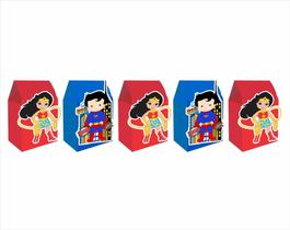 20 Caixinhas MILK para doces Mulher Maravilha e Superman Baby