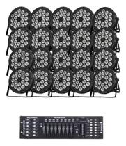 20 canhão 18x12 showtech rgbw cabo ac + mesa dmx