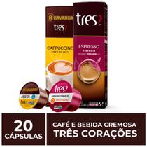 20 Cápsulas Três Corações, Café e Bebida Cremosa