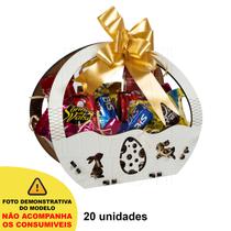20 Cesta Mini Páscoa Mdf Branco Ifood Presente Chocolate Ovo - Madelumi