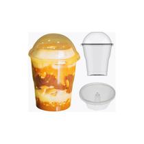 20 Copos Com Tampa Bolha 250ml + 20 Formas Para Pudim 80ml