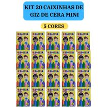 20 cx Mini Giz de Cera 5 Cores P/ Kit Festa Lembrancinha Artesanato Infantil