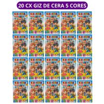 20 cx Mini Giz de Cera 5 Cores P/ Kit Festa Lembrancinha Artesanato Infantil