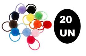 20 Elásticos para cabelo pompom maria chiquinha colorida