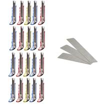 20 Estiletes Profissional Com Trava De Metal 18mm 3 Lâminas 20 Estiletes Profissional Com Trava De Metal 18mm 3 Lâminas