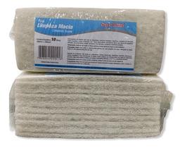 20 Fibra Esponja Bucha Macia Limpeza Leve Branca British