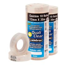 20 Fitas Adesivas Pequena Transparente 12mm x 30m Multiuso Quali Clear Adelbras