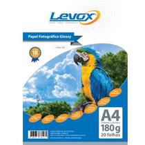 20 Folhas Papel A4 Fotográfico Glossy 180g Levox