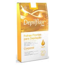 20 Folhas Prontas Cera Depilatória Depilação Corporal Depilflax Natural