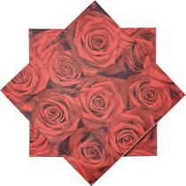 20 Guardanapo Estampado Papel Elegante Decoupagem Rosas Verm