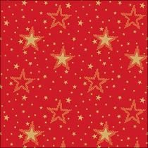 20 Guardanapos para Decoupage Ambiente Natal Céu Noturno Dourado/vermelho