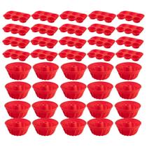 20 Kit Forma Cupcake + Forma Espiral Sortida Pudim Silicone
