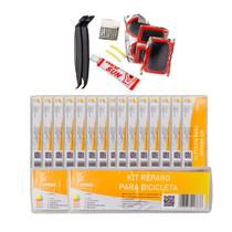 20 Kit Reparo Pneu Câmara Câmara Ar Bike Remendo Lixa Cola