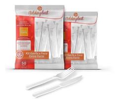 20 Kits Garfo e Faca Descartáveis Branco Bio Extra Forte 20 Kits Garfo e Faca Descartáveis Branco Bio Extra Forte