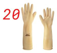 20 Luva Látex Grossa Ranhurada Punho Longo Volk 40cm Limpeza