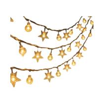 20 Luzes De Natal LED Para Decoração De Janela Externa, Cordão De Luzes De Estrela De 3M Para Festas 20 Luzes De Natal LED Para Decoração De Janela Externa, Cordão De Luzes De Estrela De 3M Para Festas