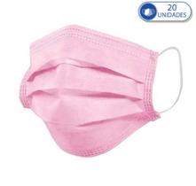 20 Máscaras Cirúrgicas Rosa Descartáveis Tripla Camada