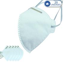 20 Máscaras Descartáveis KSN PFF2 Branca com Clip Nasal e Elástico de Cabeça
