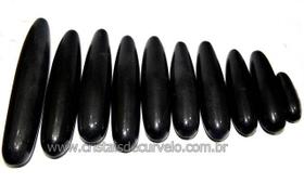 20 Massageadores Roliços de Quartzo Preto - 8 a 12 cm - Atacado