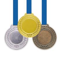 20 Medalhas Metal 55mm Lisa - Ouro Prata Bronze