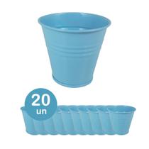 20 Mini vaso cachepot metal decoração festas azul claro 7,5cm