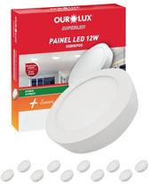 20 Painel LED de embutir 12W Sobrepor Bivolt 6500K Cor da Luz Branco Frio Redondo