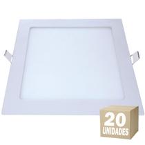 20 Painel Plafon 18w Quadrado Embutir 6500K Bivolt Luminária Gesso Avant