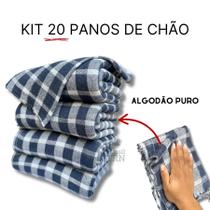 20 Panos de Chão Saco Xadrez Grande Duplo 65x40cm Algodão Limpeza Geral Alvejado