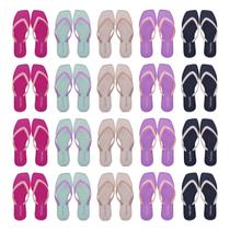 20 Pares Chinelo Sandália Feminina Bico Quadrado Brilho K117