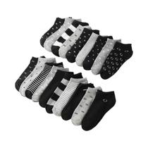 20 pares de meias curtas combinando para a família, série preta e cinza com laço, coração, listra 20 pares de meias curtas combinando para a família, série preta e cinza com laço, coração, listra